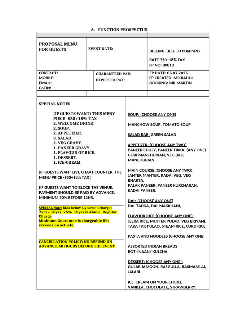 Event Proposal Menu Details | PDF | Western Cuisine | Food And Drink ...
