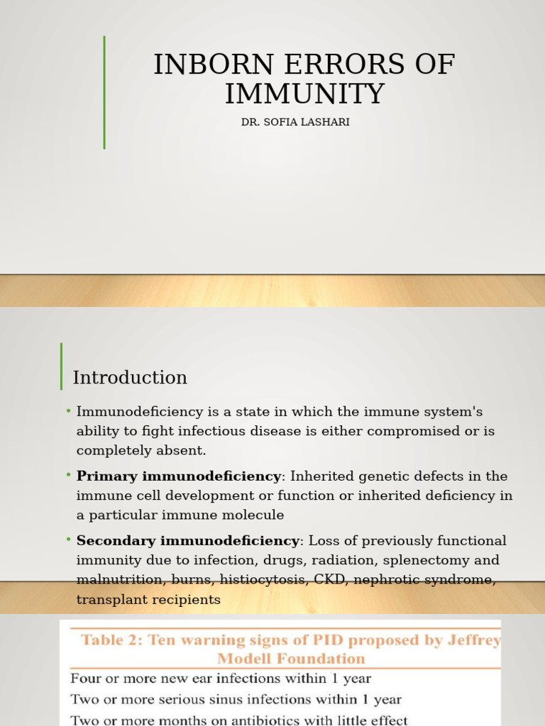 Inborn Errors of Immunity Overview | PDF | Immunodeficiency | Vaccines