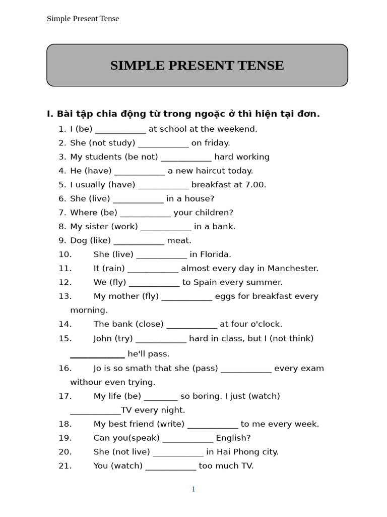 Simple Present Tense Exercises | PDF | Chess | Chess Theory