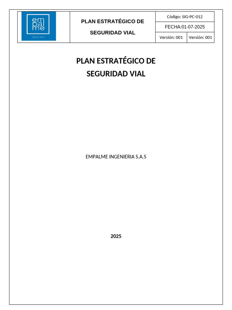 Plan Estratégico de Seguridad Vial 2025 | PDF | Accidente de tráfico ...