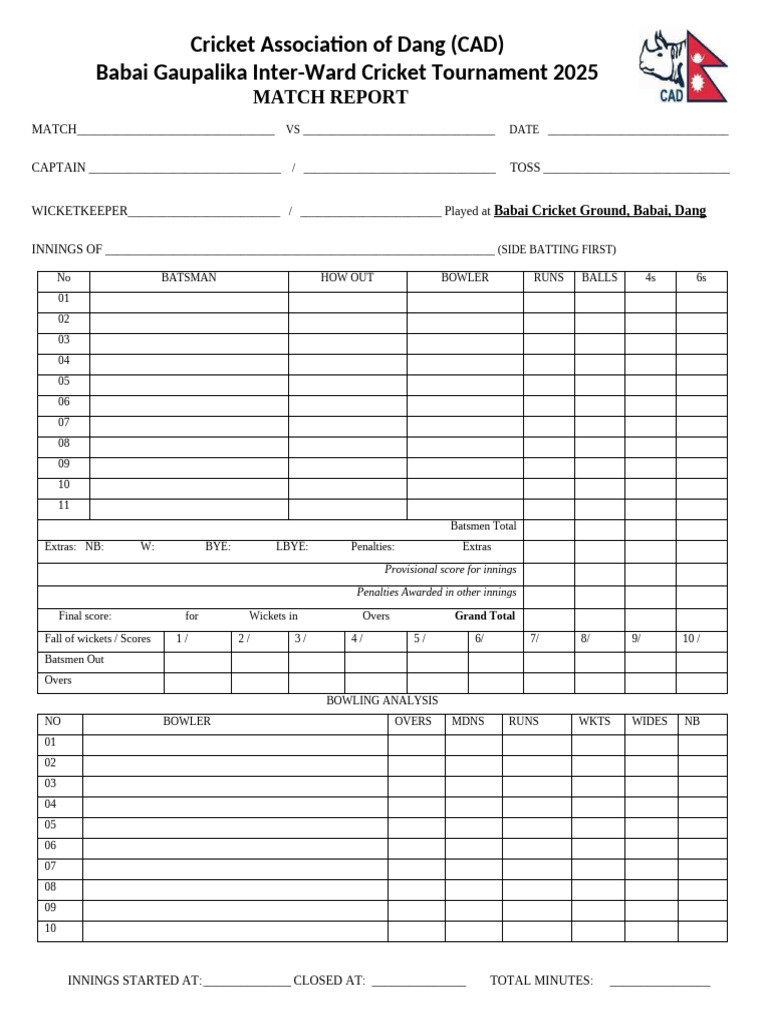 Babai Inter-Ward Cricket Match Report | PDF | Cricket | Ball And Bat Games
