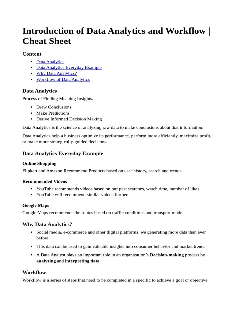 Data Analytics Overview and Workflow | PDF | Pie Chart | Data Analysis