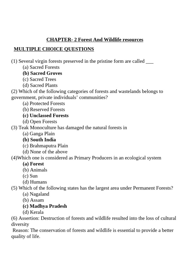 CH 2 Forest and Wildlife Resources Notes | PDF | Deforestation | Forests