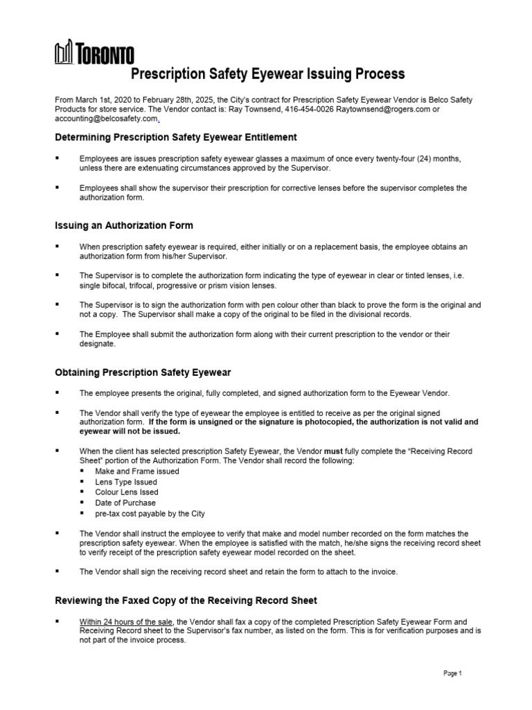 Prescription Safety Eyewear Process Guide | PDF | Accounts Payable ...