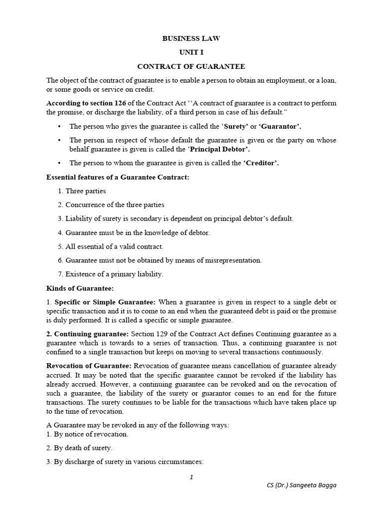 Understanding Contracts of Guarantee and Agency | PDF | Guarantee ...