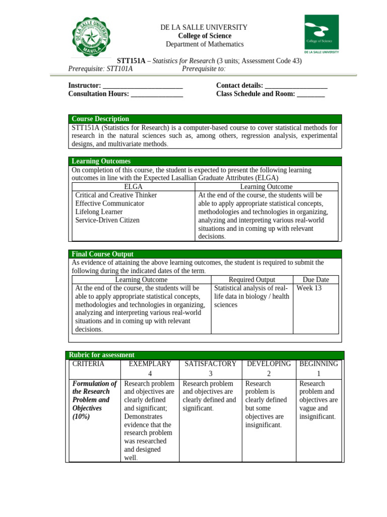 Statistics for Research Course Overview | PDF | Statistics | Methodology