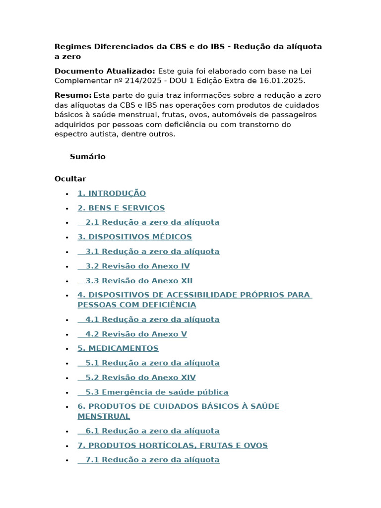 Redução a Zero da Alíquota da CBS e IBS | PDF | Emenda Constitucional ...