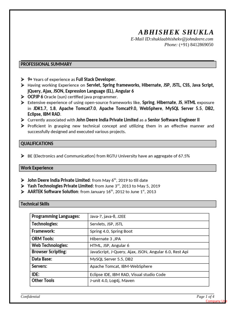 Abhishek Shukla Resume | PDF | J Query | Information Technology