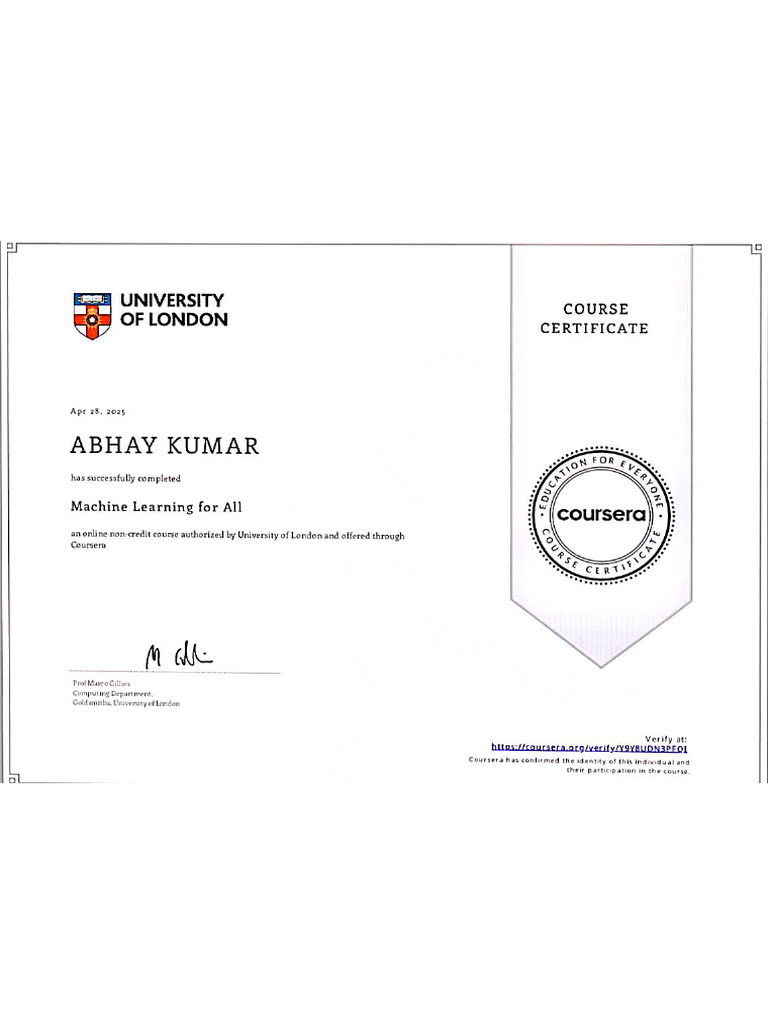 Coursera Certificate | PDF