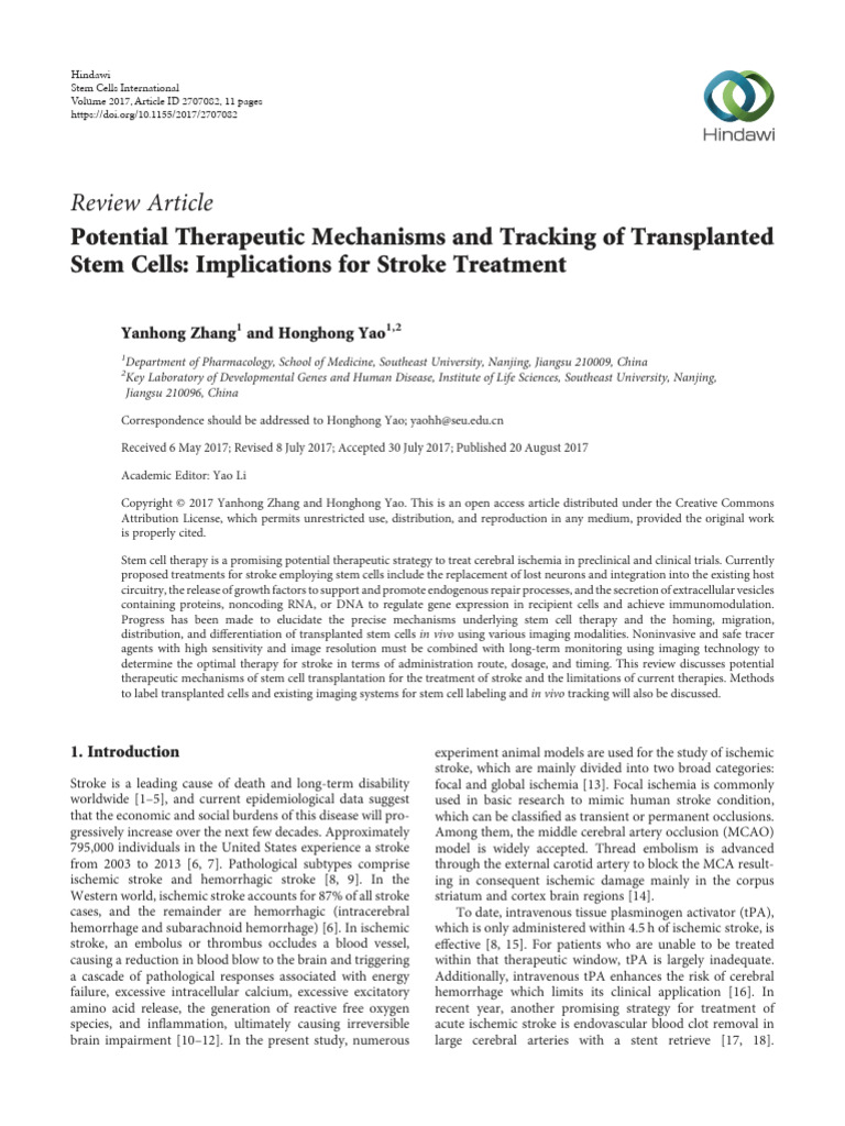 Stem Cell Therapy for Stroke Treatment | PDF | Biology | Cell Biology