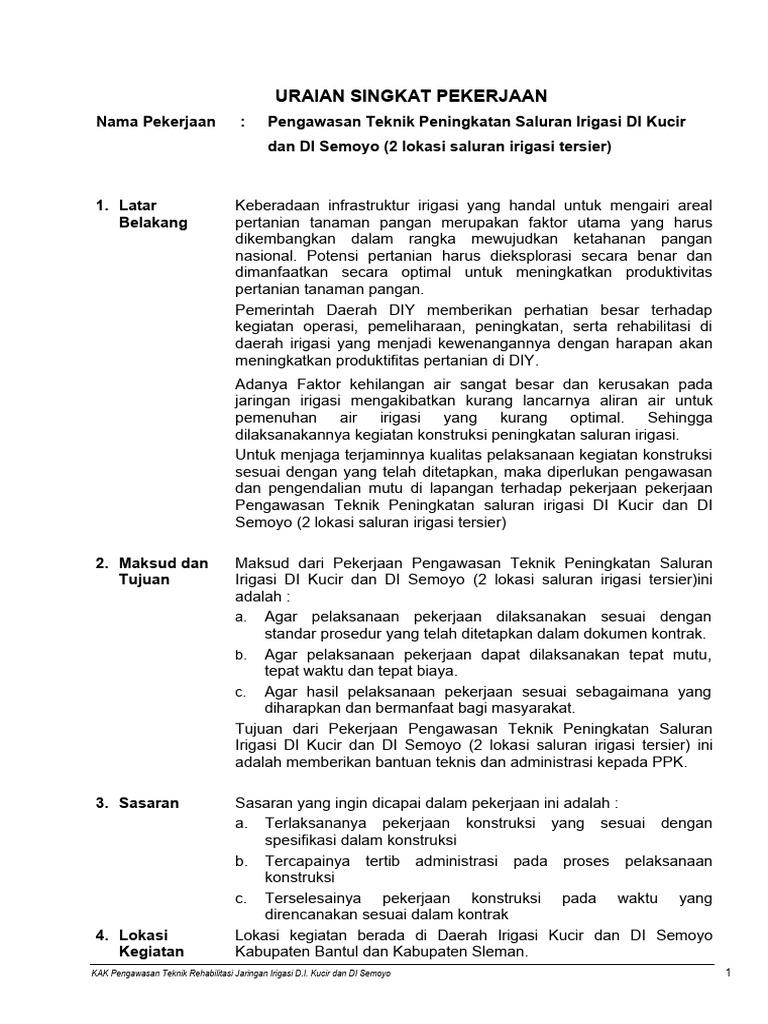 Pengawasan Teknik Irigasi DI Kucir & Semoyo | PDF