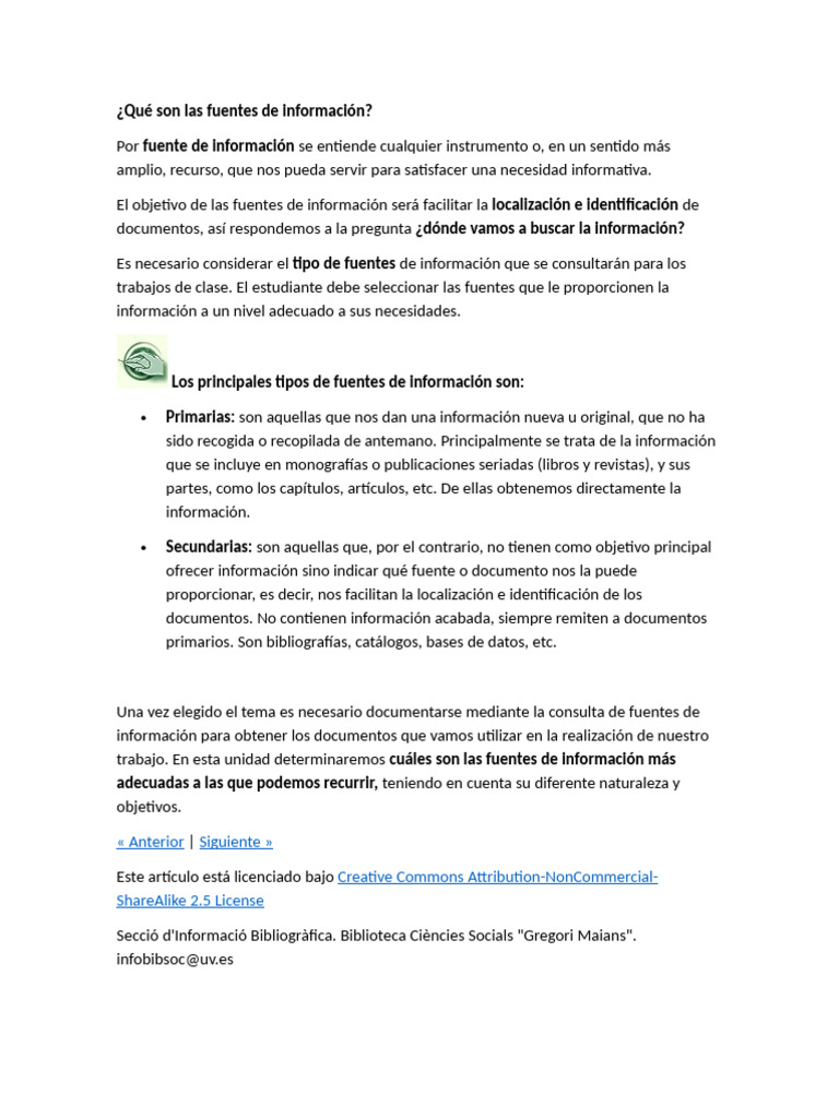 Fuentes de Información: Conceptos Clave | PDF