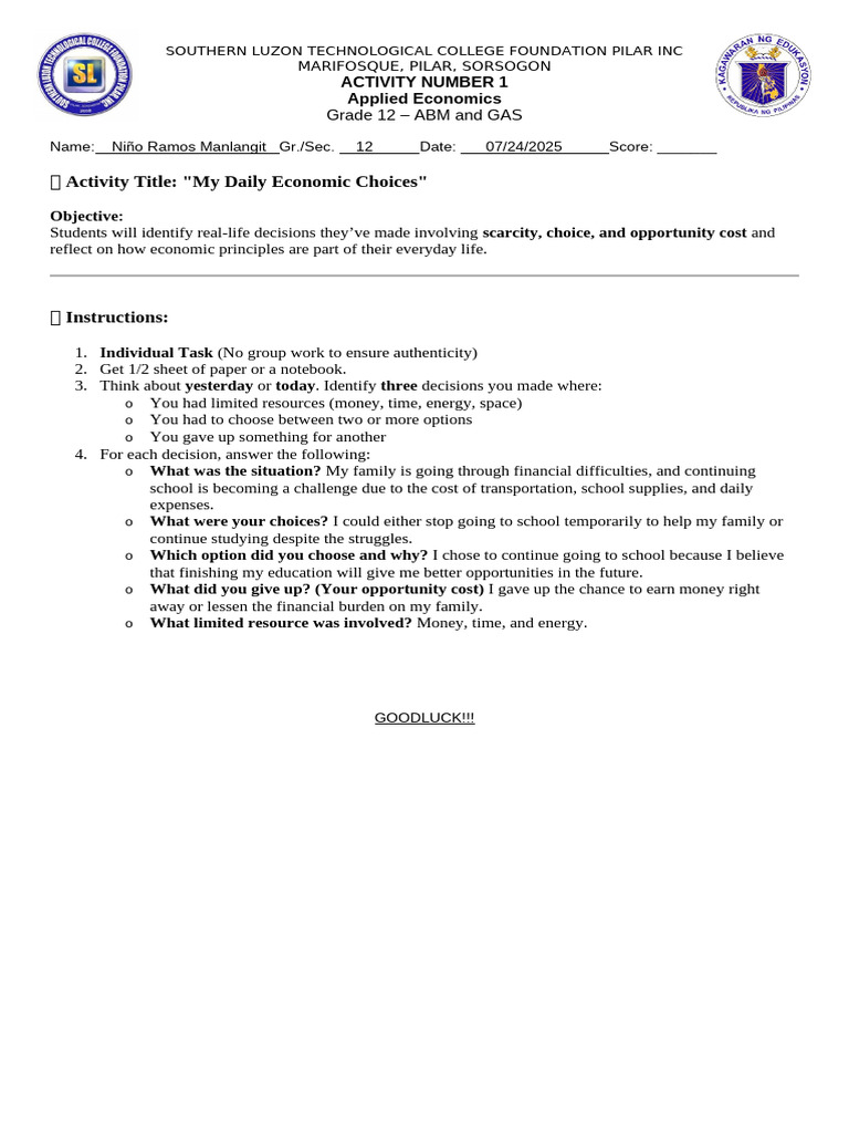 Activity-1-Applied-Economics Done | PDF