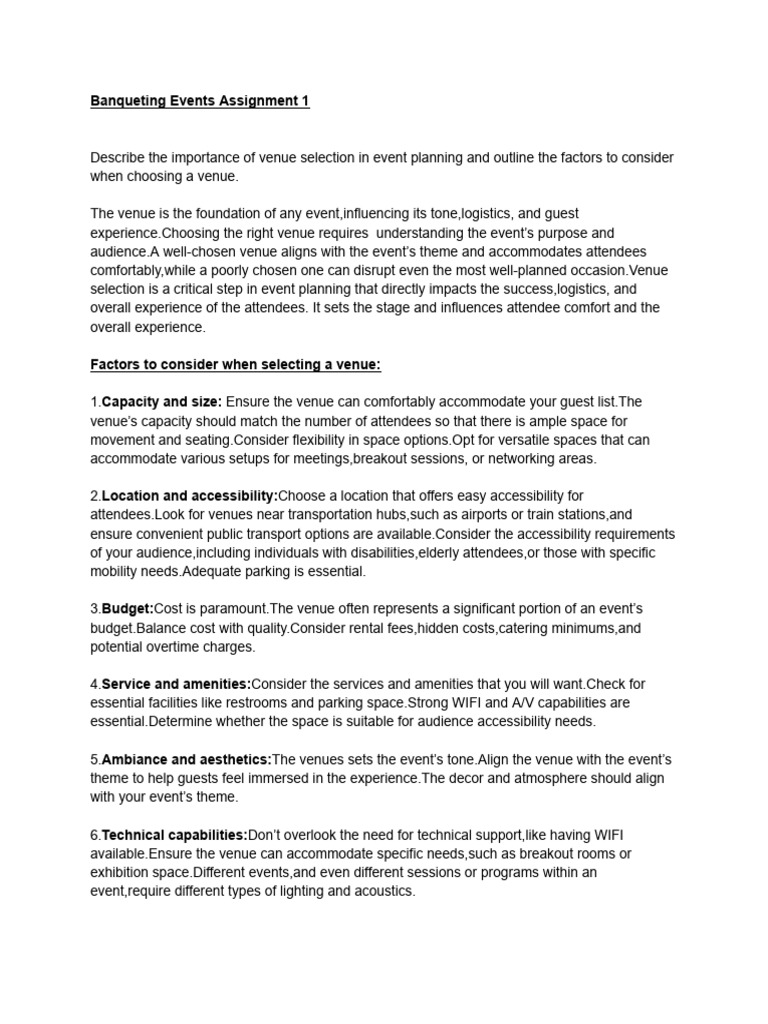 Venue Selection for Successful Banqueting | PDF | Accessibility
