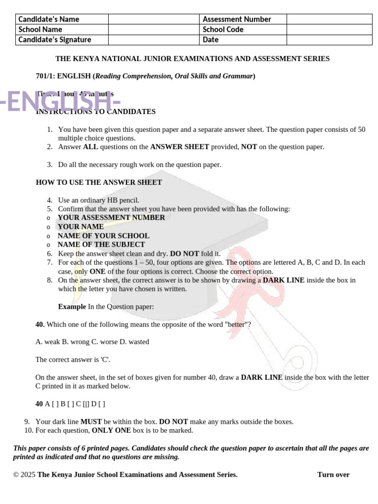 Grade 7 English Paper 1 Exam Guide | PDF | Trees