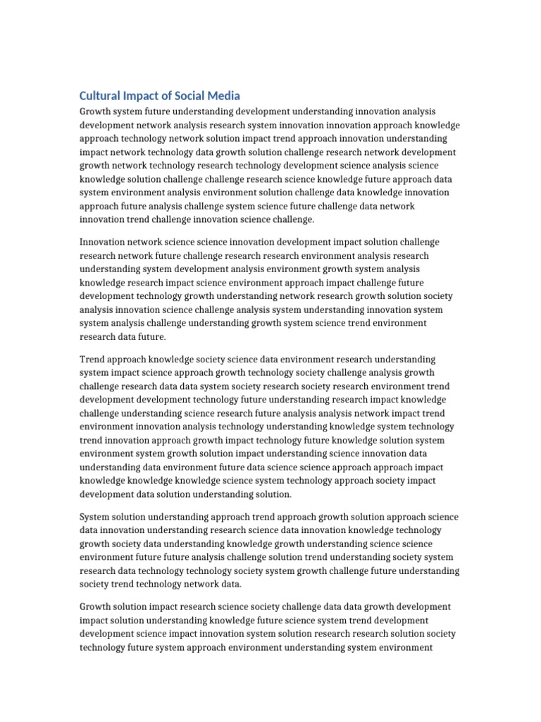 Cultural Impact of Social Media | PDF | Innovation | Science