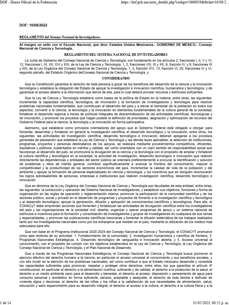 Reglamento del Sistema Nacional de Investigadores | PDF | México ...