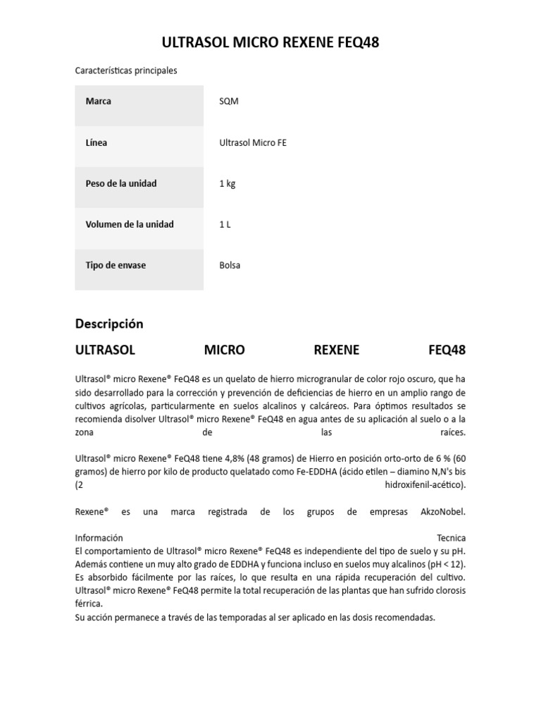 Ultrasol Micro Rexene FEQ48: Ficha Técnica | PDF