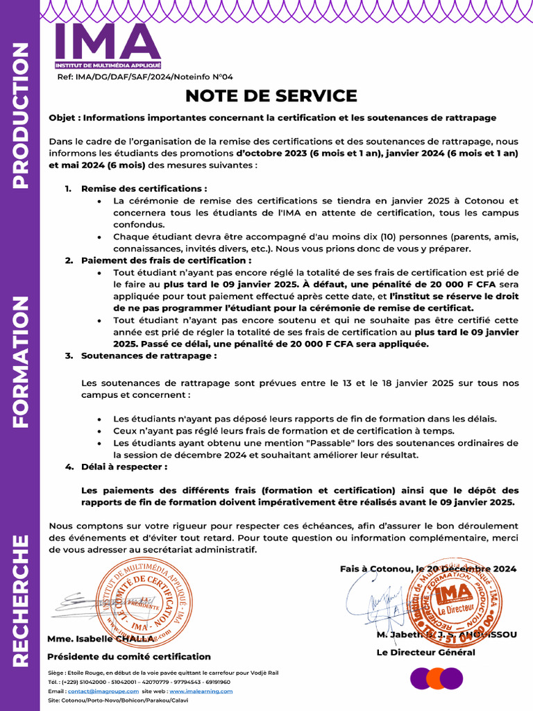 Note Serv Certification | PDF