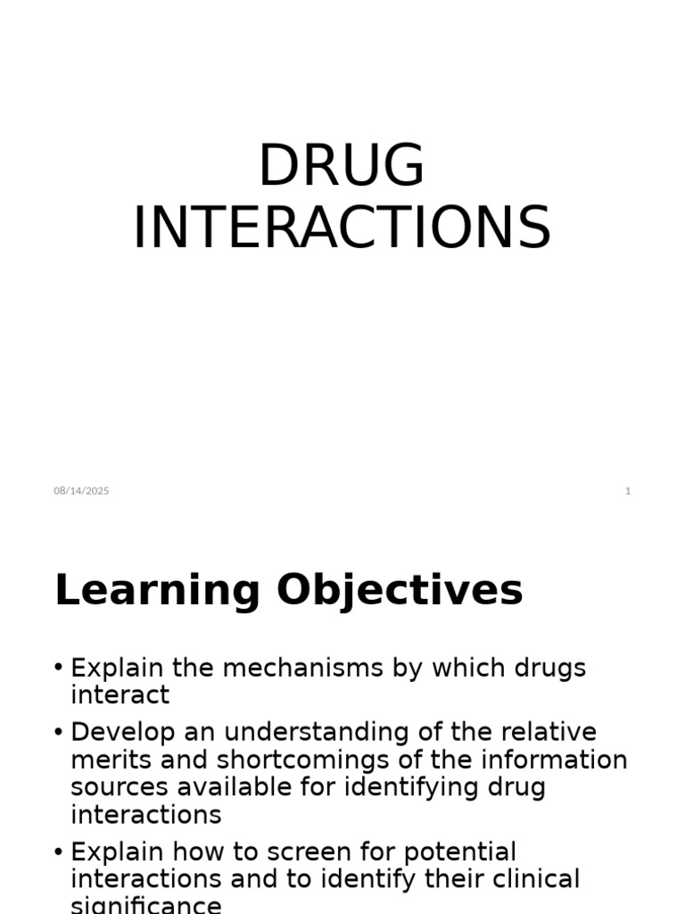 Understanding Drug Interactions in Pharmacy | PDF | Drugs | Pharmacology