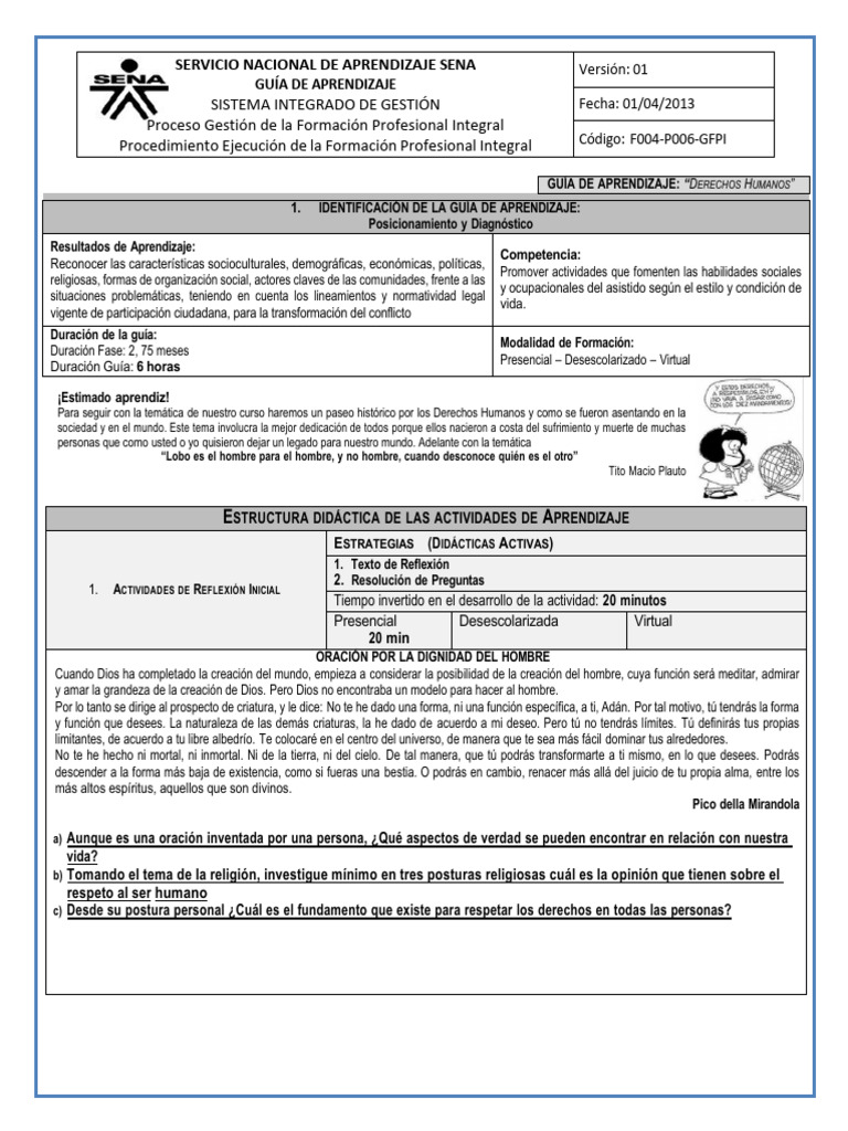 Guía de Aprendizaje sobre Derechos Humanos | PDF | Derechos humanos ...