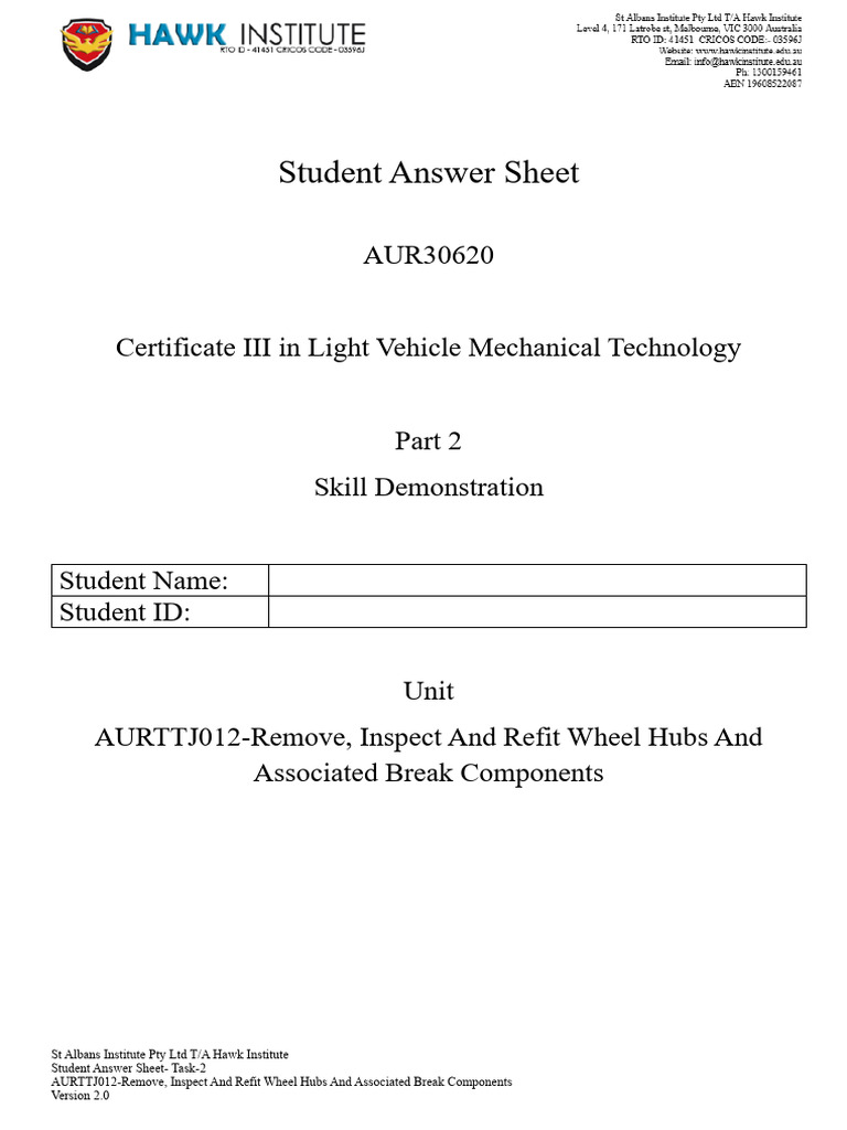 Wheel Hub Inspection & Refit Assessment | PDF | Occupational Safety And ...