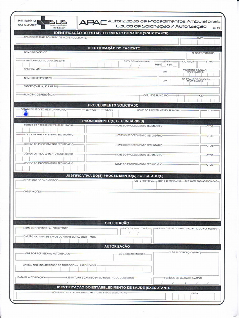 Apac - Autorizacao de Procedimentos Ambulatoriais - Laudo de ...