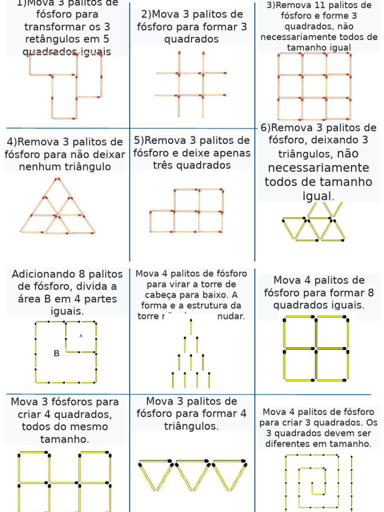 Desafios com Palitos de Fósforo | PDF | Incêndios | Bens de consumo