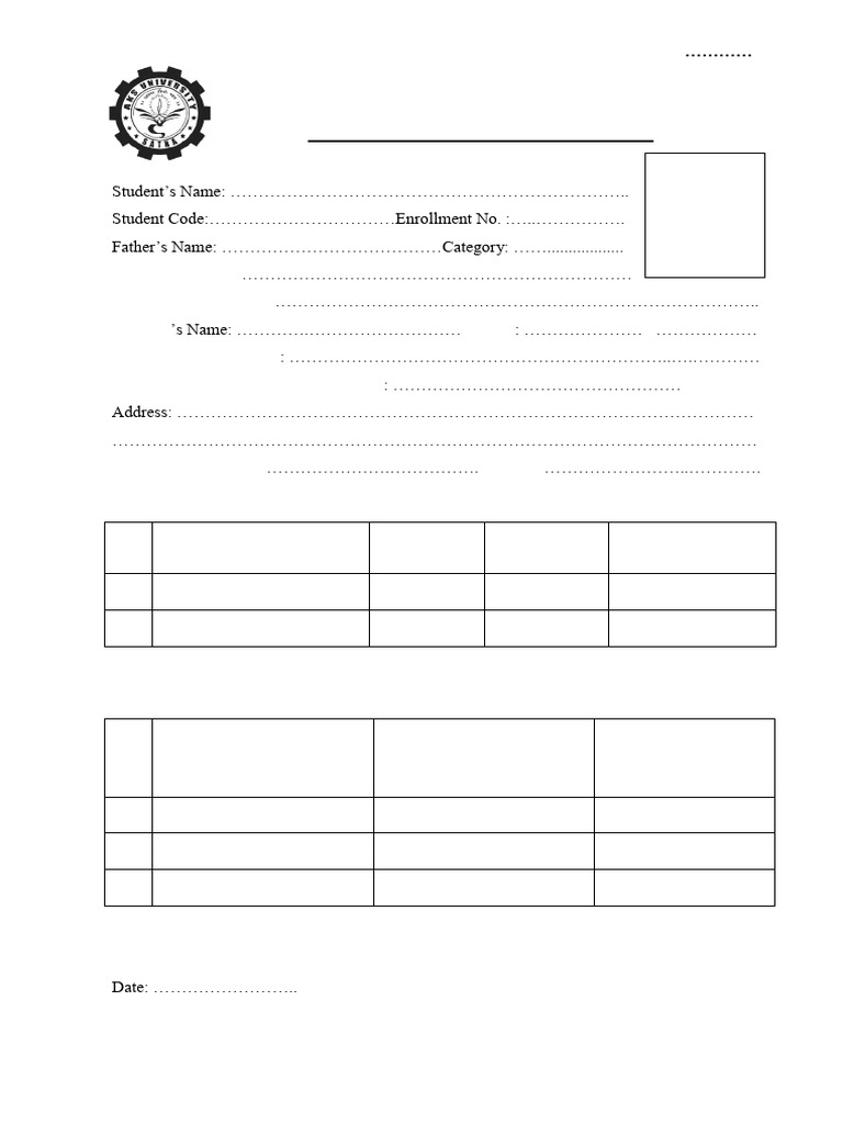 Semester Registration Form Template | PDF