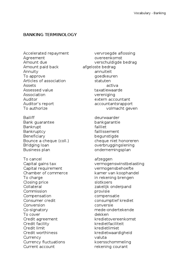 Banking Terminology Glossary | PDF | Taxes | Money
