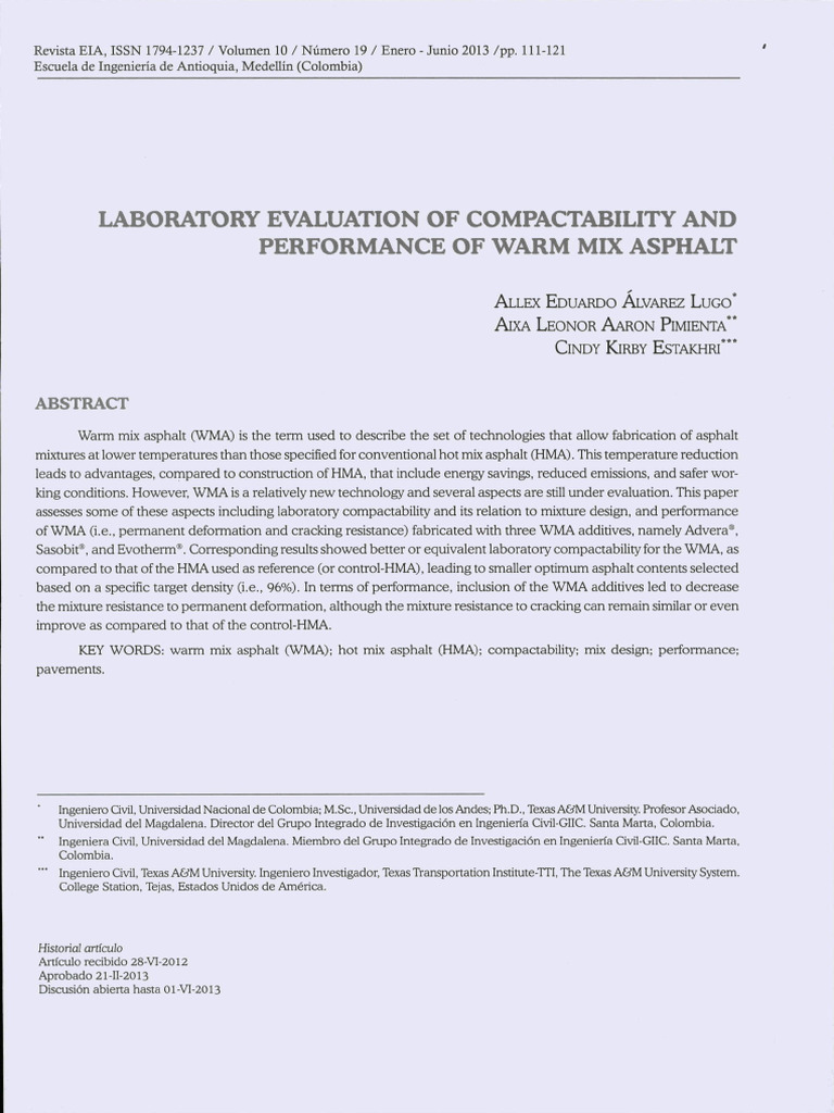 Compactability and Performance of Warm Mix Asphalt | PDF | Science ...