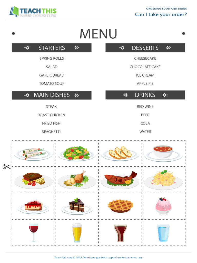 Ordering Food and Drink Activities | PDF