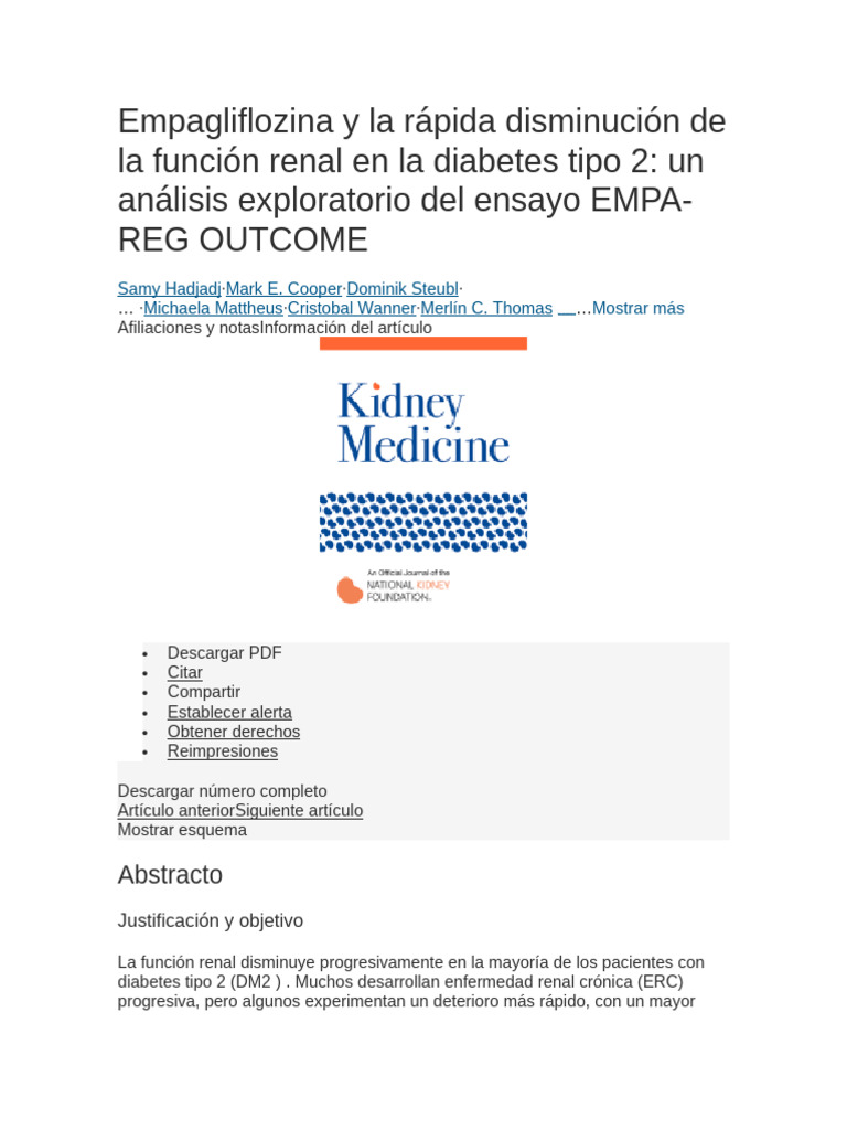 Analisis Empa Reg Outcome | PDF | Diabetes | Enfermedad renal crónica
