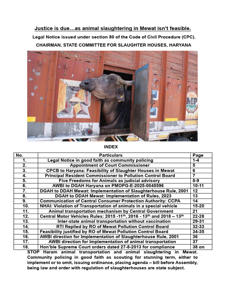 Legal Notice on Slaughterhouse Feasibility | PDF | Animal Slaughter ...
