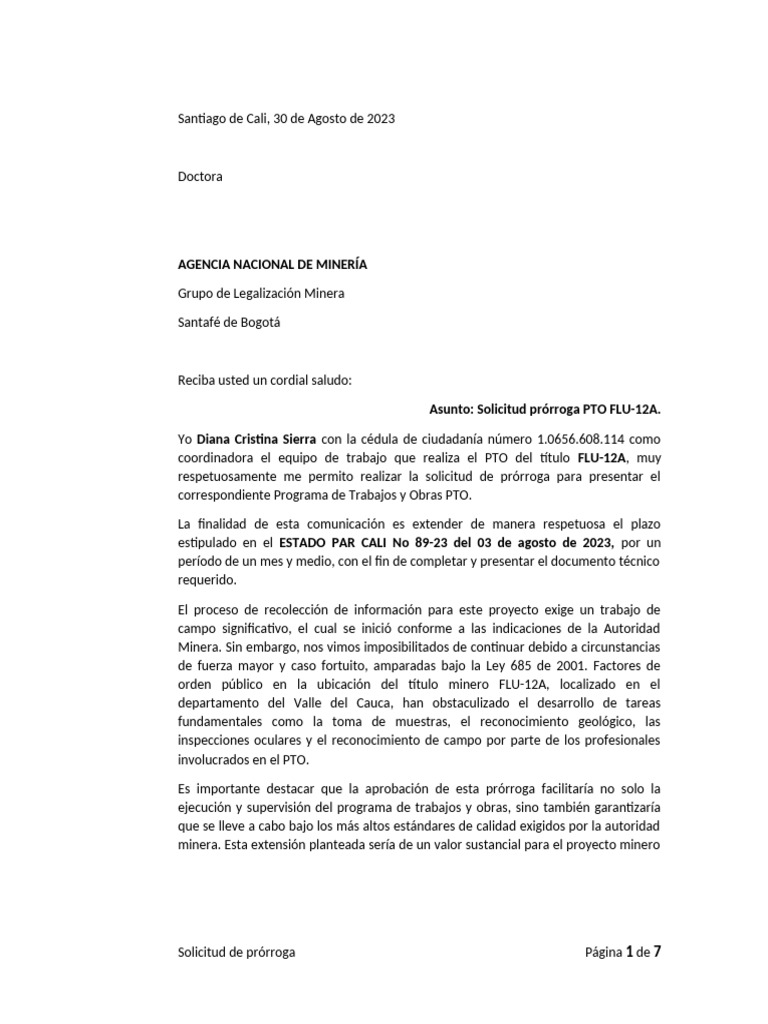 Solicitud de prórroga para PTO FLU-12A | PDF