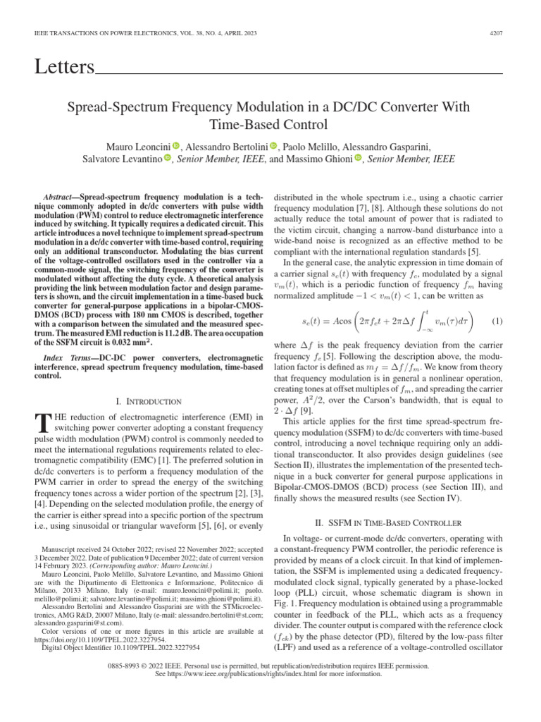 Spread-Spectrum Modulation in DC/DC Converters | PDF | Frequency ...