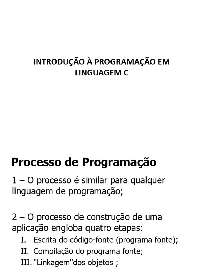 Introdução à Programação em C | PDF | Compilador | Tipo de dados