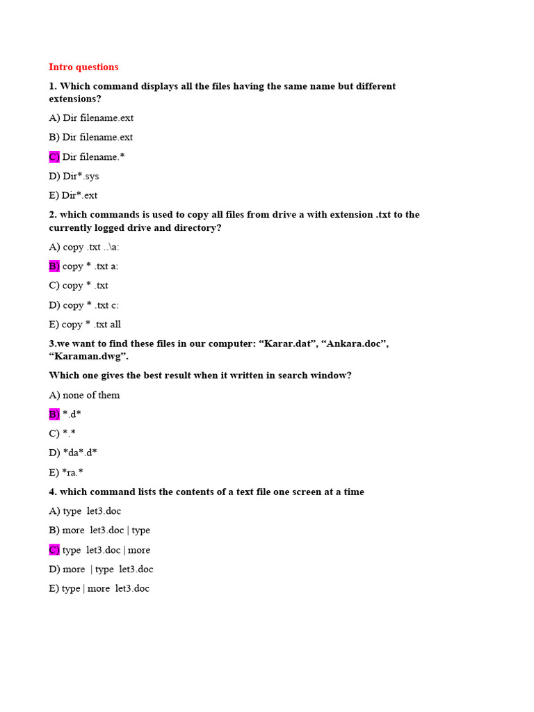 DOS Command Usage and File Management Guide | PDF | Computer File ...