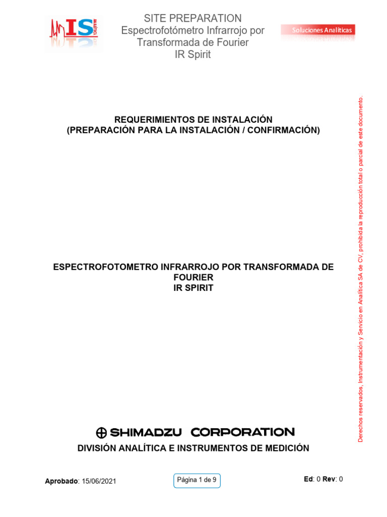 Requisitos de Instalación IR Spirit FTIR | PDF | Fuente de alimentación ...