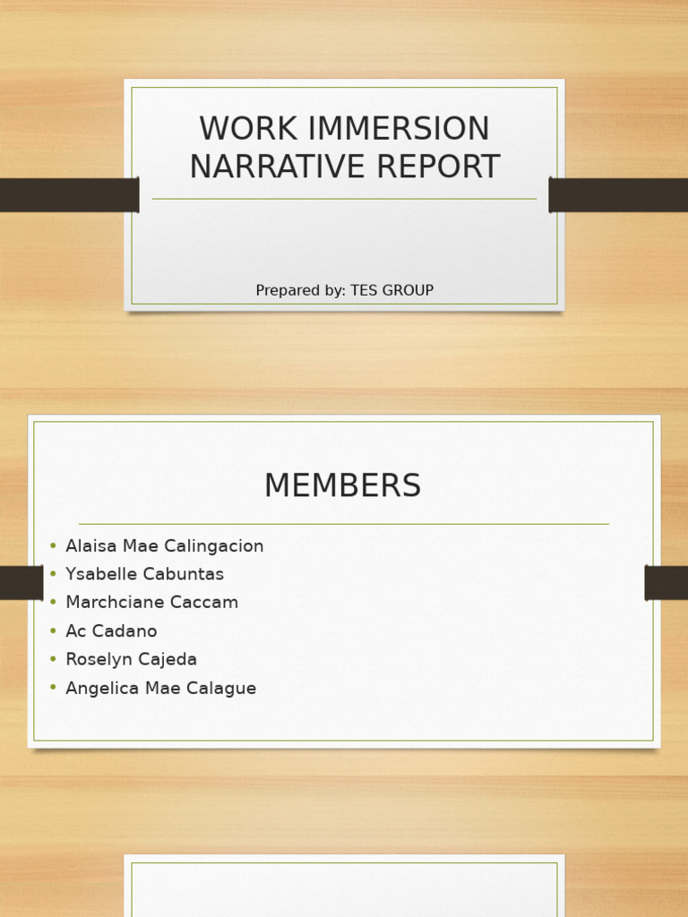 Work Immersion Narrative Report | PDF
