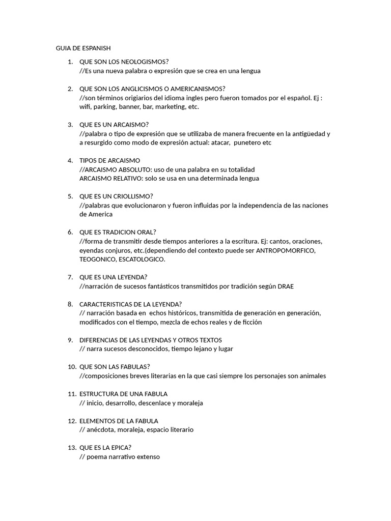 Guia de Espanish | PDF | Poesía épica | Sílaba