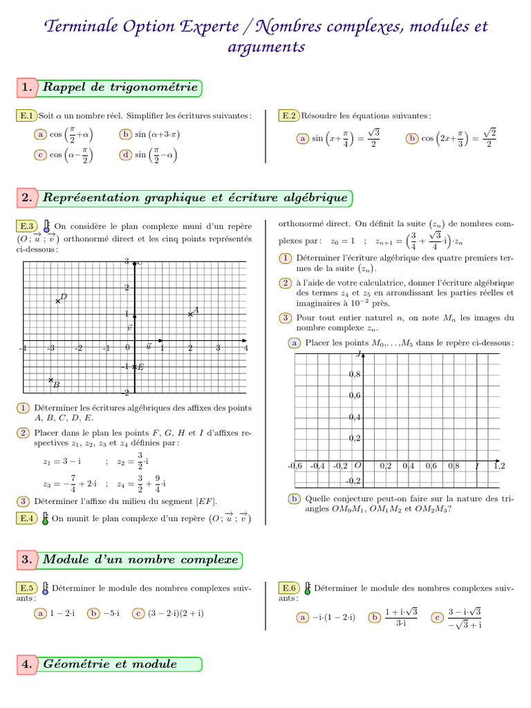Module et argument des nombres complexes | PDF | Nombre complexe ...