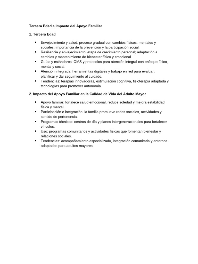 Apoyo Familiar y Calidad de Vida en la Tercera Edad | PDF