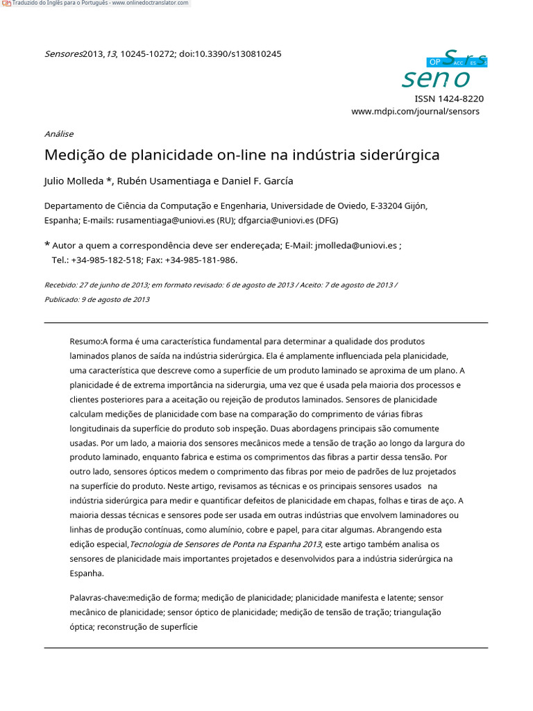 Medição de Planicidade na Siderurgia | PDF | Estresse (Mecânica) | Medição