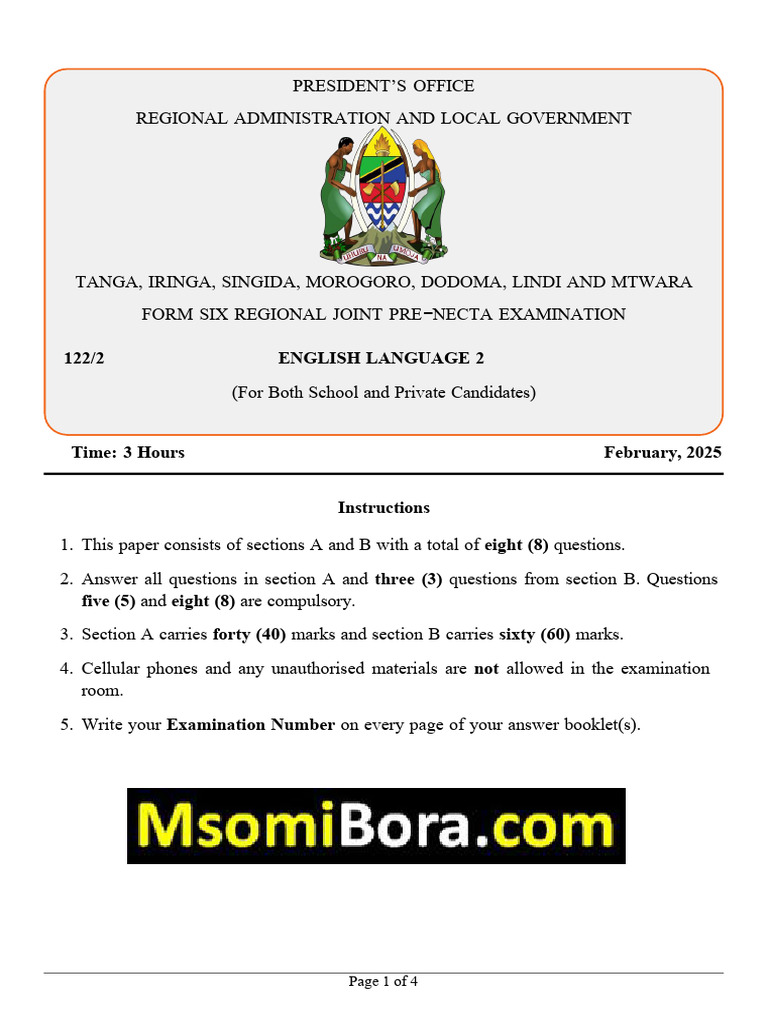 English Language Exam Guidelines | PDF | Linguistics | Human Communication