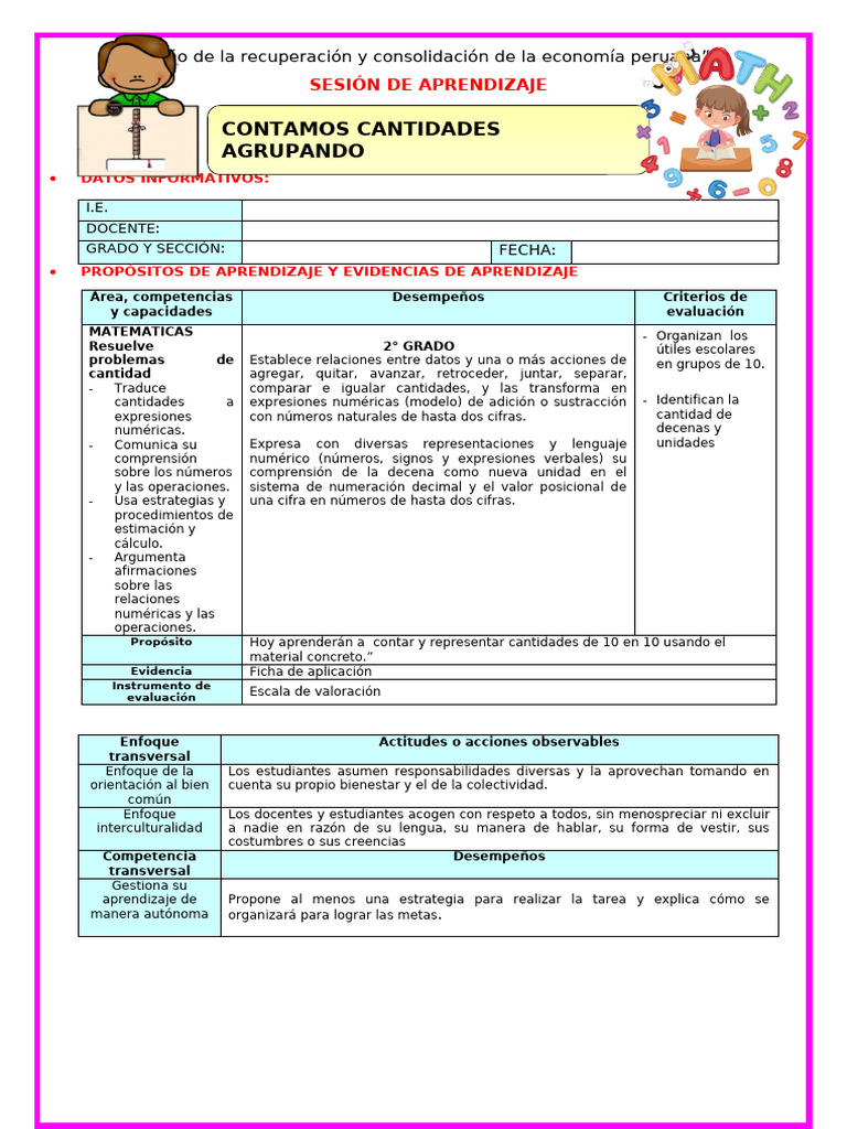 2º U4 s3 Sesion d5 Mat Contamos Cantidades Agrupando | PDF | Aprendizaje