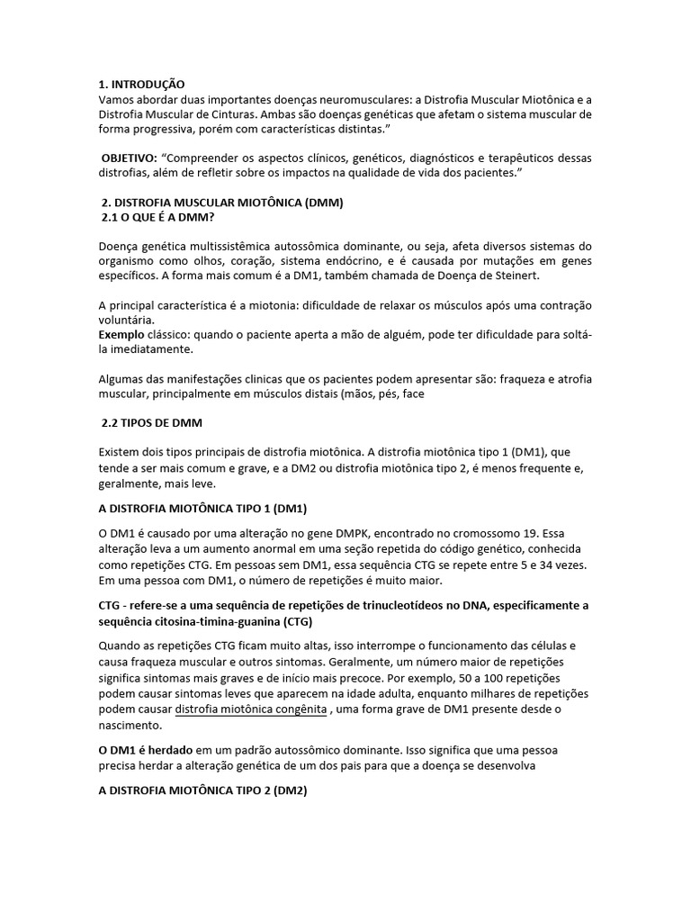 Distrofias Musculares: DMM e LGMD Explicadas | PDF | Distrofia muscular ...