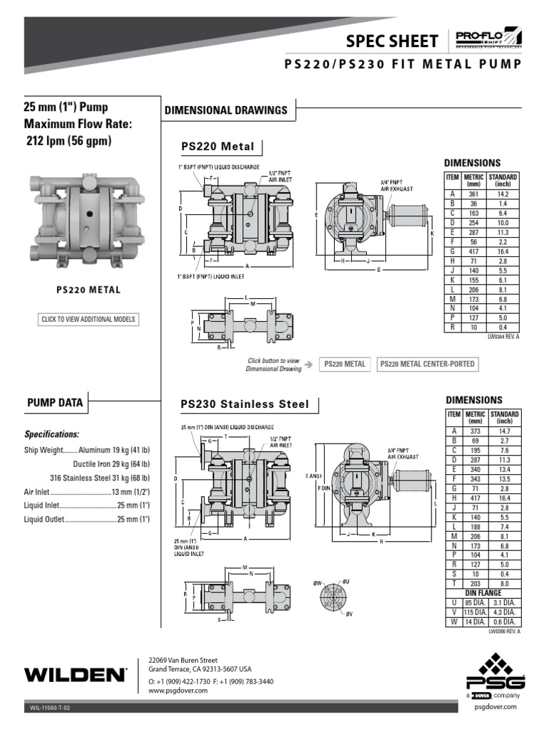 PS220/PS230 & PS420/PS430 Pump Specs | PDF | Mechanical Engineering