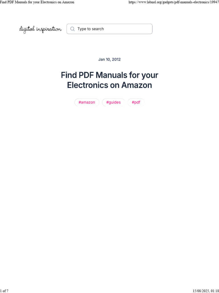 Download Electronics Manuals on Amazon | PDF | World Wide Web ...