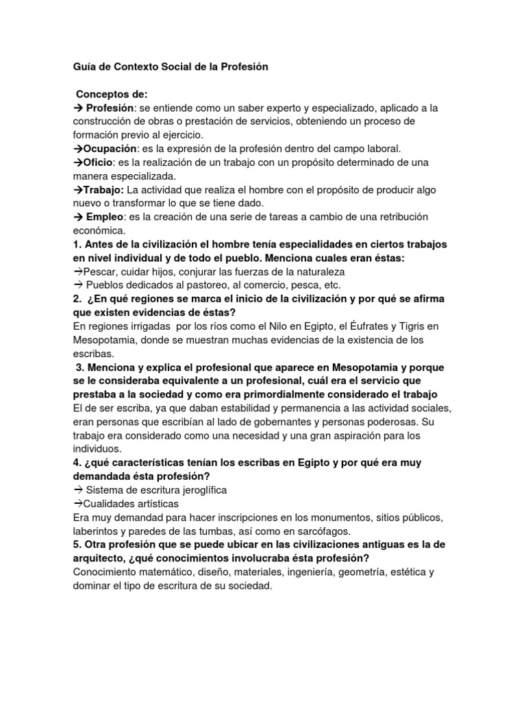 Guía de Contexto Social de la Profesión Baja Edad Media